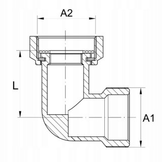 Półśrubunek mosiężny kątowy 1/2" x 1/2" DN15