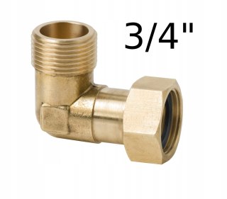 Półśrubunek mosiężny kątowy 3/4" x 3/4" DN20