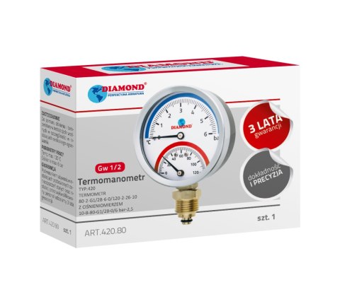 Termomanometr Diamond Typ420 gwint dolny 1/2" Termomanometr Diamond Typ420 gwint dolny 1/2"