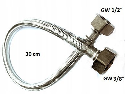 Wężyk przyłączeniowy elastyczny 1/2" x 3/8" 30cm Wężyk przyłączeniowy elastyczny 1/2" x 3/8" 30cm