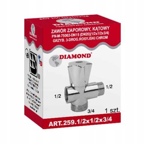Zawór grzybkowy 1/2X1/2X3/4 Zawór grzybkowy 1/2X1/2X3/4