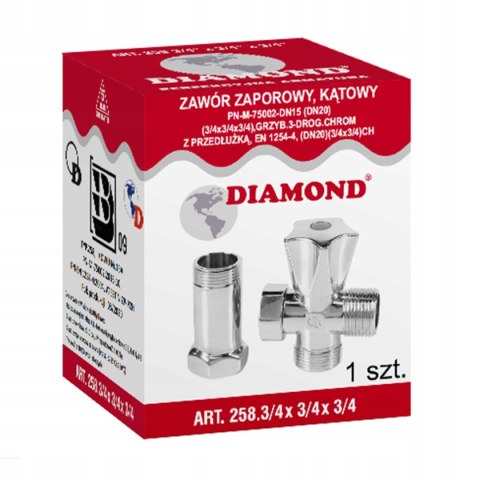 Zawór grzybkowy 3/4x3/4x3/4 z przedłużką Zawór grzybkowy 3/4x3/4x3/4 z przedłużką