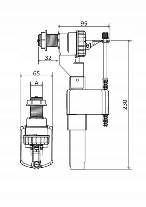 Zawór napełniający do spłuczki WC 1/2" boczny Zawór napełniający do spłuczki WC 1/2" boczny