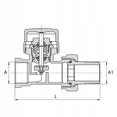 Zestaw grzejnikowy termostatyczny prosty 1/2" z głowicą Diamond Modern