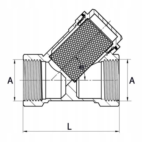 Filtr skośny siatkowy wodny mosiężny 3/4" DN20