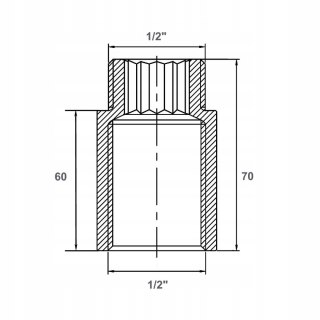 Przedłużka mosiężna 1/2" x 60mm DN15