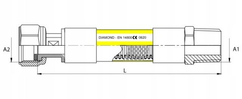 Wąż do gazu Diamond 1/2 x 1/2 100 cm GW/GZ