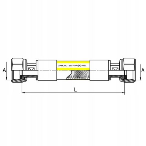 Wąż do gazu Diamond 1/2 x 1/2 200 cm GW/GW Wąż do gazu Diamond 1/2 x 1/2 200 cm GW/GW