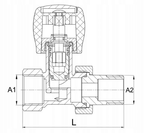 Zawór grzejnikowy prosty 1/2" Diamond