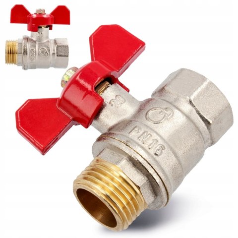 Zawór kurek kulowy 1/2'' DN15 WZ z dławikiem i motylkiem mocny Zawór kurek kulowy 1/2'' DN15 WZ z dławikiem i motylkiem mocny