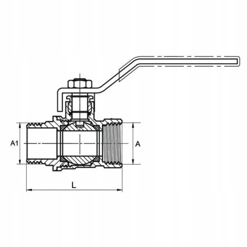 Zawór kurek kulowy 1/2'' DN15 WZ z rączką i dławicą mocny Zawór kurek kulowy 1/2'' DN15 WZ z rączką i dławicą mocny