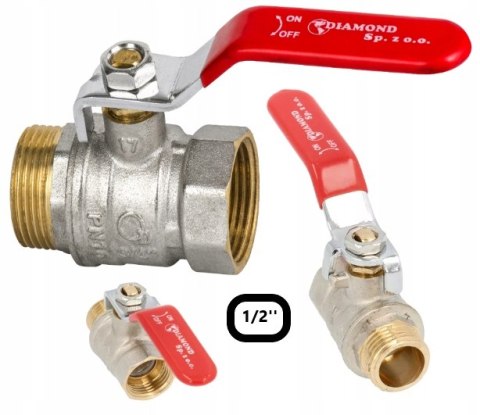 Zawór kurek kulowy 1/2'' DN15 WZ z rączką i dławicą mocny Zawór kurek kulowy 1/2'' DN15 WZ z rączką i dławicą mocny
