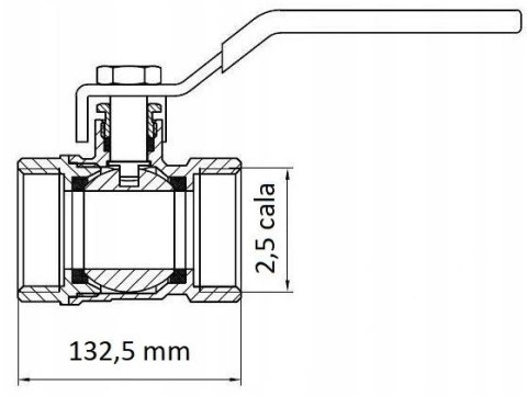 Zawór kurek kulowy 2 1/2'' DN65 z rączką i dławikiem mocny Zawór kurek kulowy 2 1/2'' DN65 z rączką i dławikiem mocny