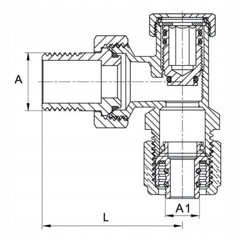 Zawór odcinający/powrotny kątowy 1/2" do pex 16 Zawór odcinający/powrotny kątowy 1/2" do pex 16