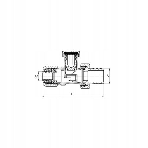 Zawór odcinający/powrotny prosty 1/2" do pex 16 Zawór odcinający/powrotny prosty 1/2" do pex 16