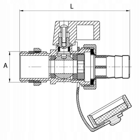 Zawór spustowy z końcówką do węża 1/2" DN15