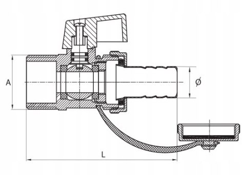 Zawór spustowy z końcówką do węża 3/4" DN20