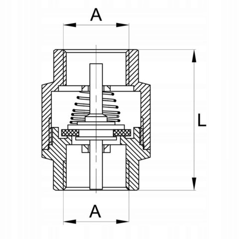 Zawór zwrotny z trzpieniem i grzybkiem mosiężnym 1/2" DN15 Zawór zwrotny z trzpieniem i grzybkiem mosiężnym 1/2" DN15