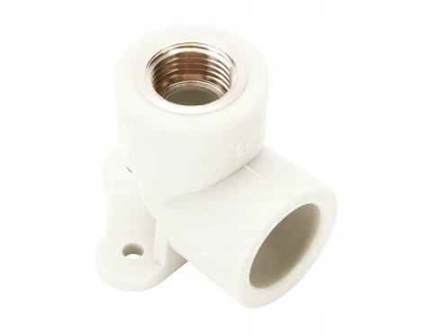 Kolanko PP z uszami, naściennie do zgrzewania 20mm/1/2" gwint wewnętrzny Kolanko PP z uszami, naściennie do zgrzewania 20mm/1/2" gwint wewnętrzny