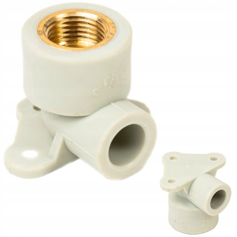 Kolanko PP z uszami, naściennie do zgrzewania 20mm/1/2" gwint wewnętrzny Kolanko PP z uszami, naściennie do zgrzewania 20mm/1/2" gwint wewnętrzny