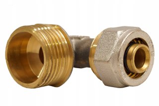 Kolanko mosiężne nyplowe skręcane do pex 16 x 3/4" GZ