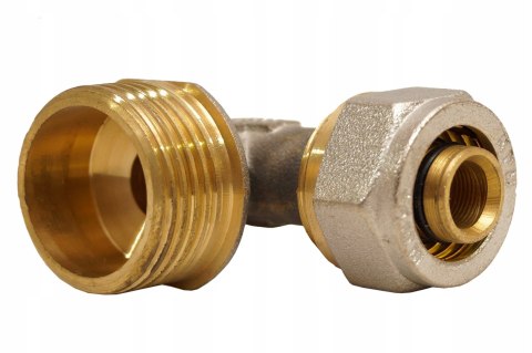 Kolanko mosiężne nyplowe skręcane do pex 16 x 3/4" GZ Kolanko mosiężne nyplowe skręcane do pex 16 x 3/4" GZ