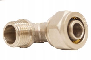 Kolanko mosiężne nyplowe skręcane do pex 20 x 1/2" GZ