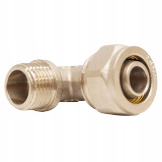Kolanko mosiężne nyplowe skręcane do pex 20 x 1/2" GZ