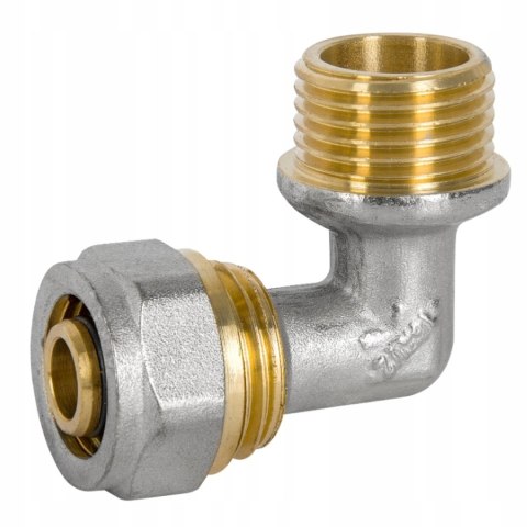 Kolanko mosiężne nyplowe skręcane do pex 20 x 3/4" GZ Kolanko mosiężne nyplowe skręcane do pex 20 x 3/4" GZ