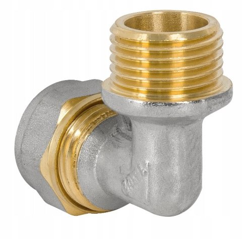 Kolanko mosiężne nyplowe skręcane do pex 20 x 3/4" GZ Kolanko mosiężne nyplowe skręcane do pex 20 x 3/4" GZ