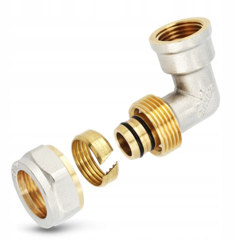 Kolanko mosiężne skręcane do pex 20 x 1/2" GW Kolanko mosiężne skręcane do pex 20 x 1/2" GW