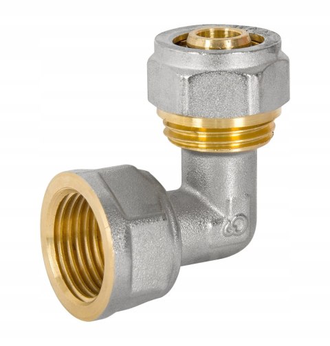 Kolanko mosiężne skręcane do pex 20 x 1/2" GW Kolanko mosiężne skręcane do pex 20 x 1/2" GW