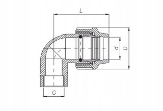 Kolano PE 20mm x 3/4" Gwint wewnętrzny Unidelta