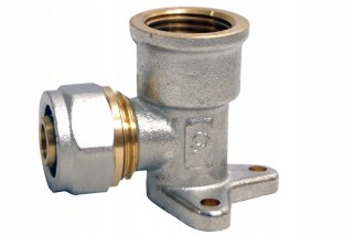 Kolano naścienne z wieszakiem/uszami skręcane do pex 20x1/2" GW