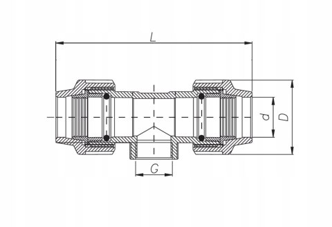 Trójnik PE 20mm x GW 1/2" x 20mm Unidelta Trójnik PE 20mm x GW 1/2" x 20mm Unidelta