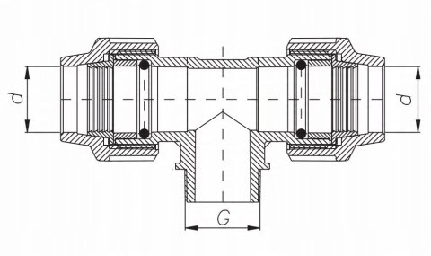 Trójnik PE 20mm x GZ 1/2" x 20mm Unidelta Trójnik PE 20mm x GZ 1/2" x 20mm Unidelta