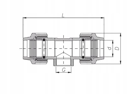 Trójnik PE 25mm x GW 3/4" x 25mm Unidelta Trójnik PE 25mm x GW 3/4" x 25mm Unidelta