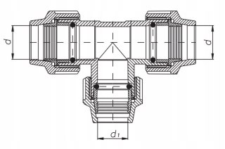 Trójnik redukcyjny PE Unidelta 25 x 20 x 25 mm