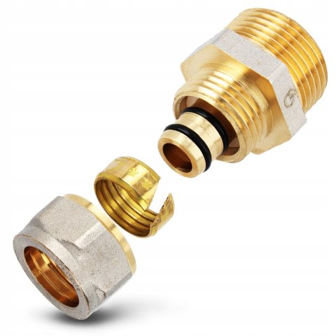 Złączka łącznik mosiądz skręcany do pex 16 x 3/4" GZ Złączka łącznik mosiądz skręcany do pex 16 x 3/4" GZ