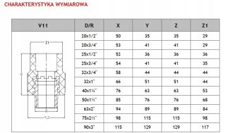 Złączka, mufa PP do zgrzewania 40mm/1 1/4" gwint zewnętrzny