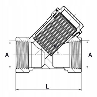 Filtr skośny siatkowy wodny mosiężny 1 1/2" DN40