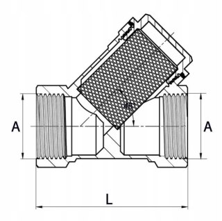 Filtr skośny siatkowy wodny mosiężny 1 1/4" DN32