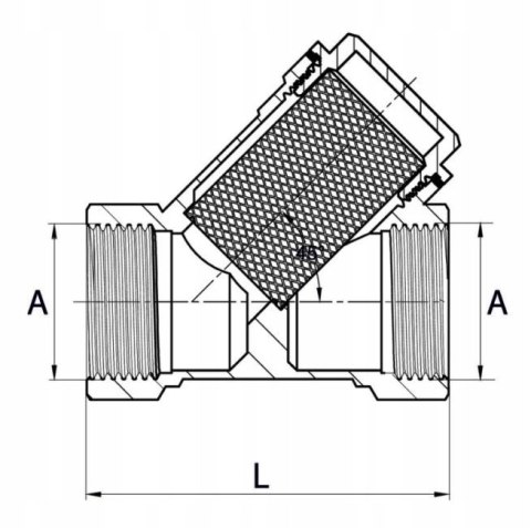 Filtr skośny siatkowy wodny mosiężny 1 1/4" DN32 Filtr skośny siatkowy wodny mosiężny 1 1/4" DN32