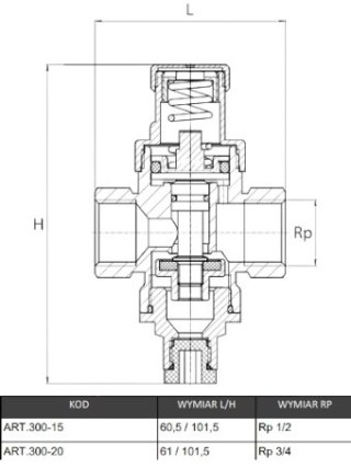 Mini-reduktor ciśnienia wody 3/4" DN20