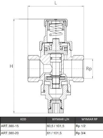 Mini-reduktor ciśnienia wody 3/4" DN20