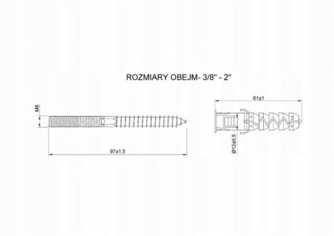 Obejma stalowa z gumą pojedyncza 1" ze śrubą M8x10cm i kołkiem Fi12 Obejma stalowa z gumą pojedyncza 1" ze śrubą M8x10cm i kołkiem Fi12
