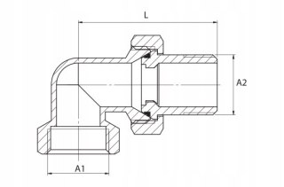 Śrubunek kątowy mosiądz z uszczelką , oring 3/4" DN20