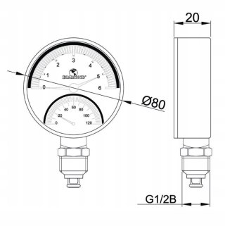 Termomanometr Diamond Typ420 gwint dolny 1/2"