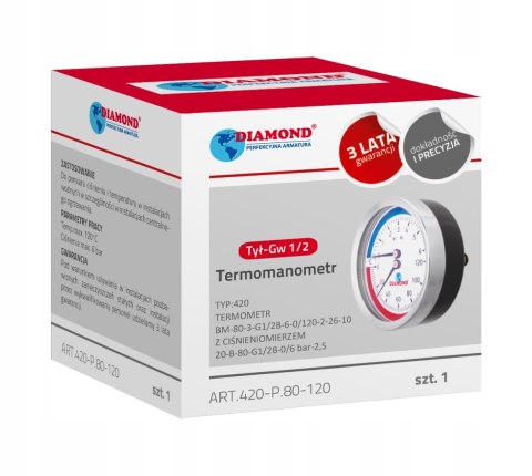Termomanometr Diamond Typ420 gwint tylny 1/2"