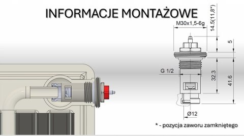 WKŁADKA ZAWOROWA TERMOSTATYCZNA DO GRZEJNIKA STALOWEGO TYPU V M30X1,5 WKŁADKA ZAWOROWA TERMOSTATYCZNA DO GRZEJNIKA STALOWEGO TYPU V M30X1,5